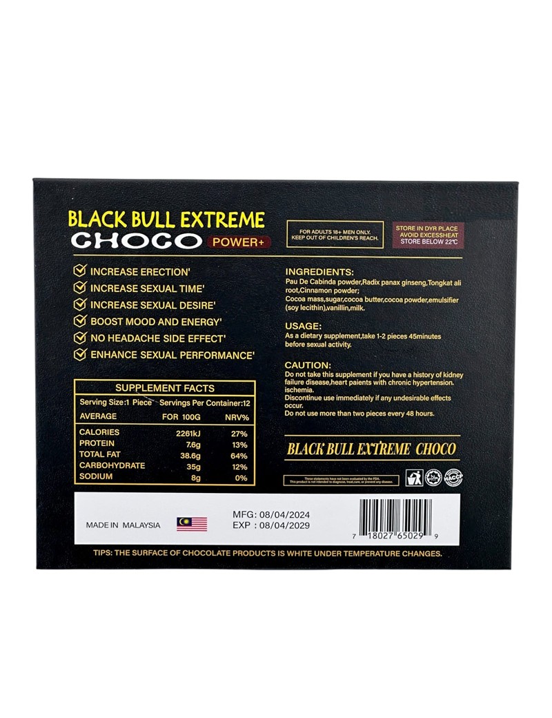Black Bull Extreme Chocolate 12 Pieces (10g)